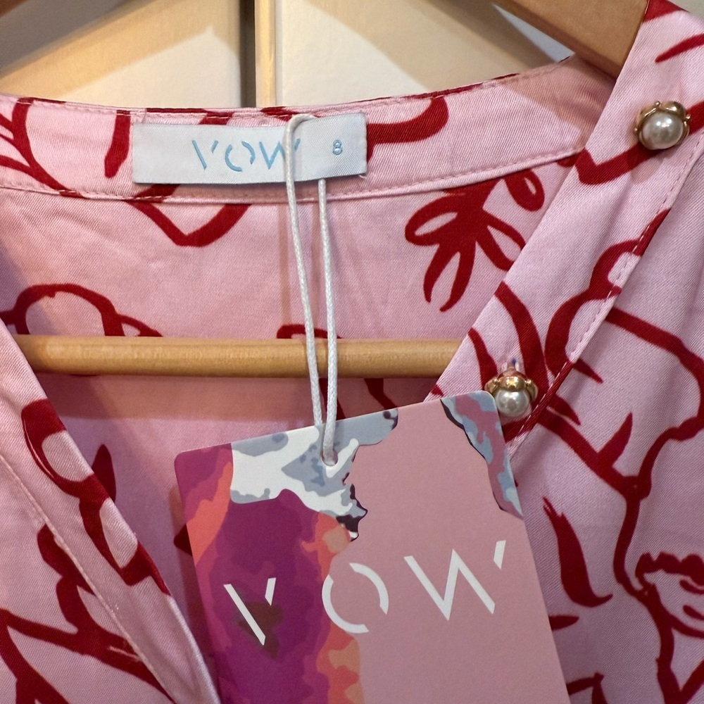 Vow Studio “Here Comes Love”  Pink and Red Blouse Size 8 NWT - Picture 5 of 7